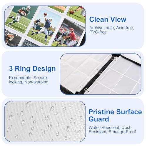 Zofly 9-Pocket Card Binder with 3-Ring Zipper (White) Holds 900 Cards