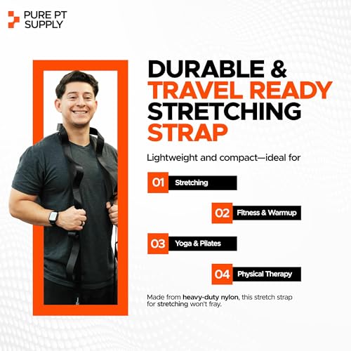Non-Elastic Stretching Strap with 10 Loops for Flexibility Training