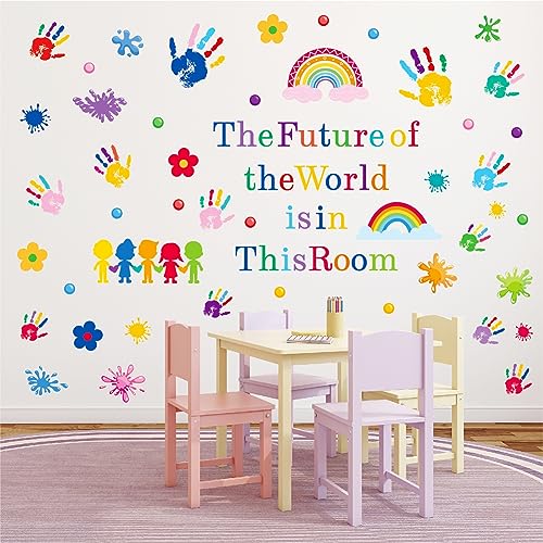 Inspirational Kids Classroom Wall Decals - The Future of the World Is in This Room Quote - Peel and Stick Vinyl Sticker - Inspirational Quote