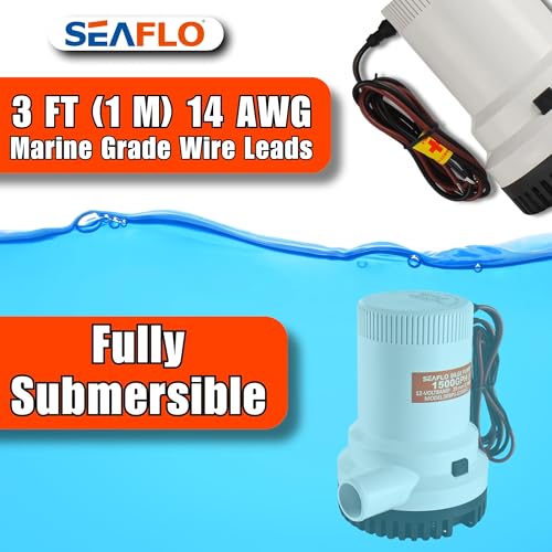 SEAFLO 1500 GPH Bilge Pump 12V Marine Submersible Pump with Anti-Airlock