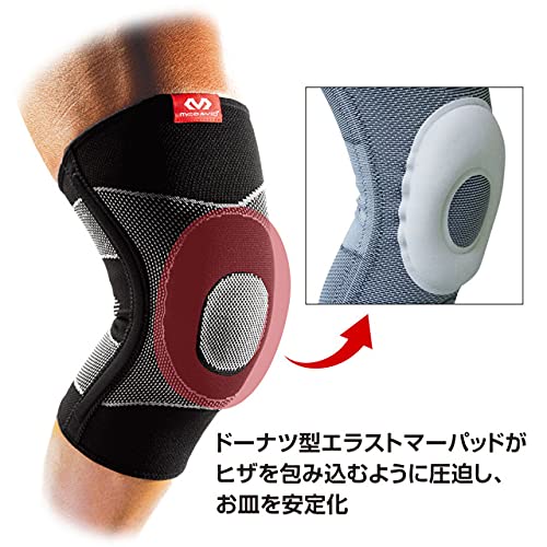 McDavid 4 Way Elastic Knee Sleeve with Gel Buttress and Stays, Large, Black