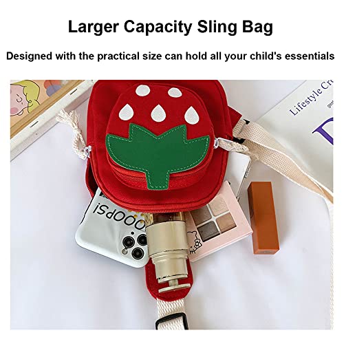 Mini Sling Backpack for Girls - Red Strawberry Design