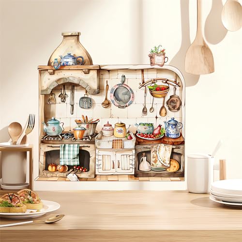 Kitchenware Utensil Vegetable Fruit Wall Stickers, sacinora Warm Kitchen Wall Decals Removable Vinyl Peel and Stick for Kitchen Dining Restaurant Baking Room Bar Art Home Decorations