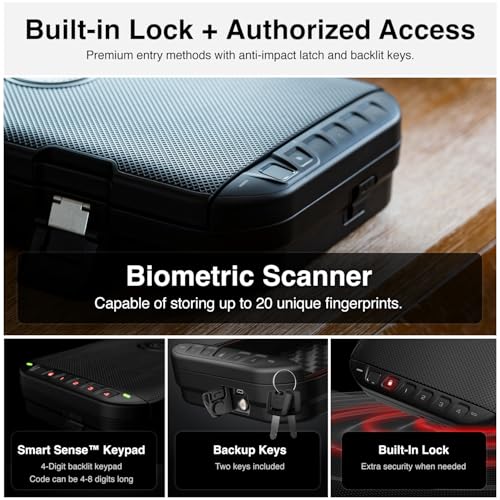 Biometric Lockable Portable Travel Pistol Safe - LifePod 20