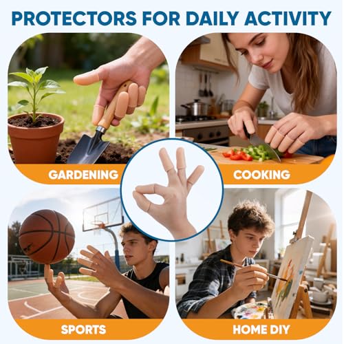 Silicone Finger Cots Protectors - 10 Pack, Reusable Finger Sleeves