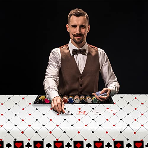 Casino Theme Tablecloths - 2 Pack Disposable Poker Covers, 51x86in