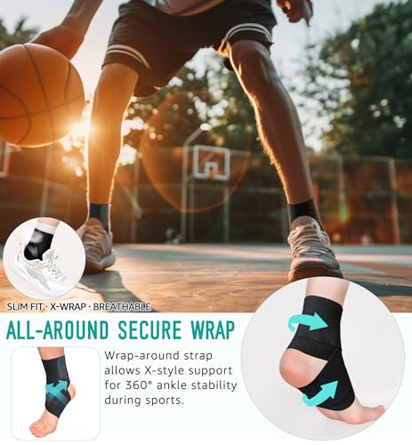 HiRui Adjustable Ankle Support Brace Medium Black for Sprains & Injury Recovery