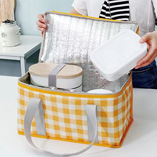 Insulated Foldable Cooler Bag - Yellow Picnic Basket
