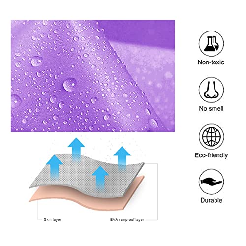 Kids Rain Poncho - Reusable EVA Raincoat with Hood, Pink+Purple