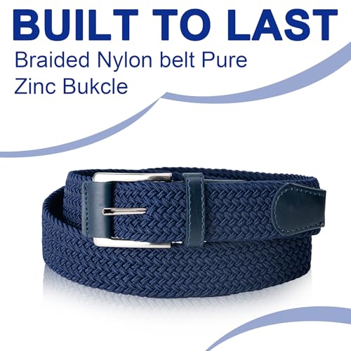 Stretch Belt for Men - Woven Adjustable Beige 32-36" Waist