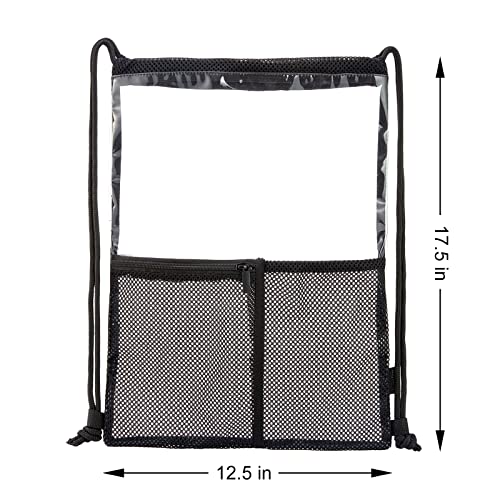 Black Clear Drawstring Backpack - Stadium Approved Gym & Concert Bag