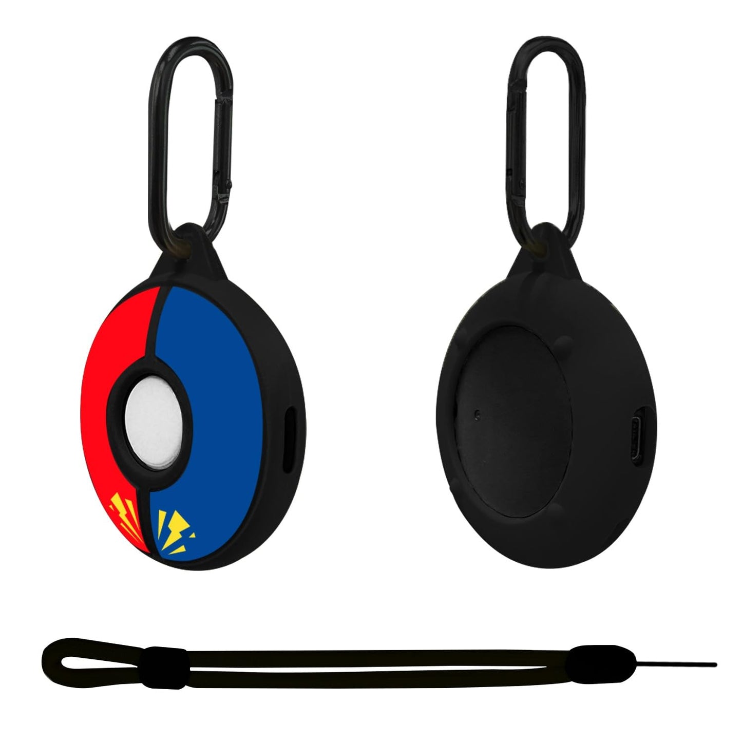 Chanvoo Silicone Protective Case for Poke GO Plus + (2023) with Keychain & Wrist Strap, Soft Skin Cover Shell - Black