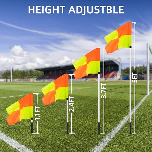 5FT Soccer Corner Flags Set of 4 - Spring Loaded Agility Poles