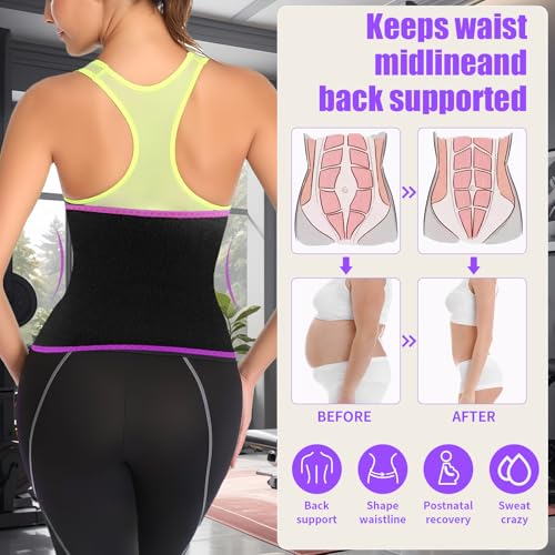 LKV Medium Purple Waist Trainer for Women Workout Sweat Band Neoprene Slimming Body Shaper
