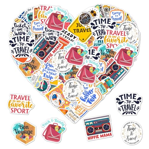Pack 50 Pcs World Travel Stickers for Water Bottles Waterproof Laptop Luggage Helmet Computer Scrapbooking Teens Adults Girls Boys Funny Aesthetic Sticker Packs Small Vinyl Decals