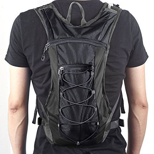 Hydration Pack Backpack with 2L Bladder - Black for Hiking & Cycling