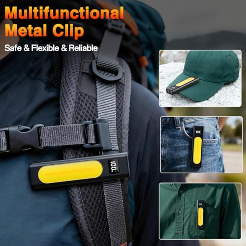 Huccbs 2 Pack Rechargeable Magnetic LED Work Flashlights 1800 Lumens