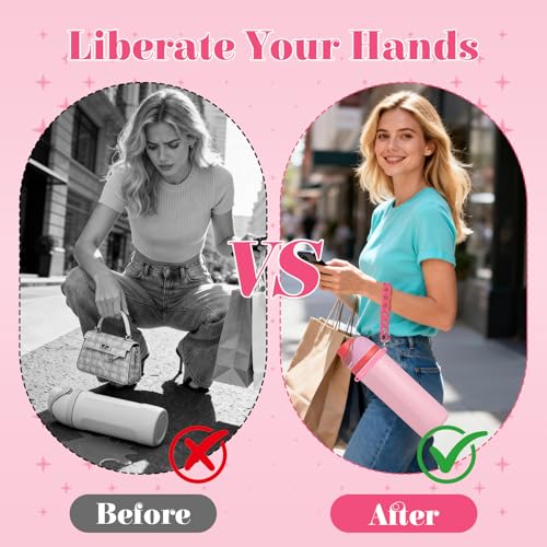 Adjustable Water Bottle Strap Carrier for 24oz-40oz Bottles - Rose