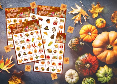 Fall Bingo Game Cards for 24 Players - Autumn Festival Fun