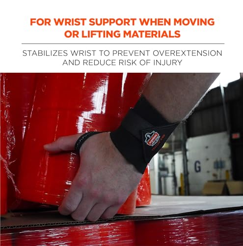 Adjustable Wrist Support Wrap with Thumb Loop - Black, Large/X-Large