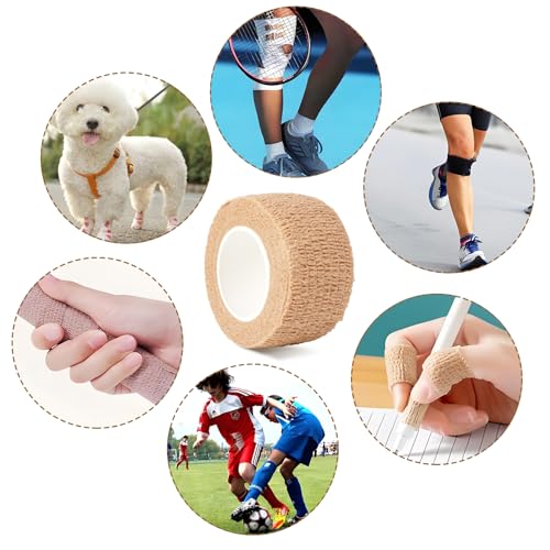 Self-Adhesive Bandage Wrap - 6 Rolls of 1 Inch Cohesive Tape