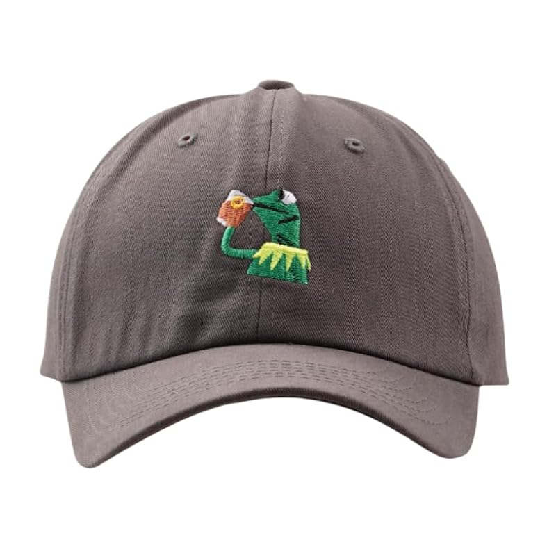Raylarnia Kermit The Frog Embroidered Ball Cap - One Size-Medium Grey