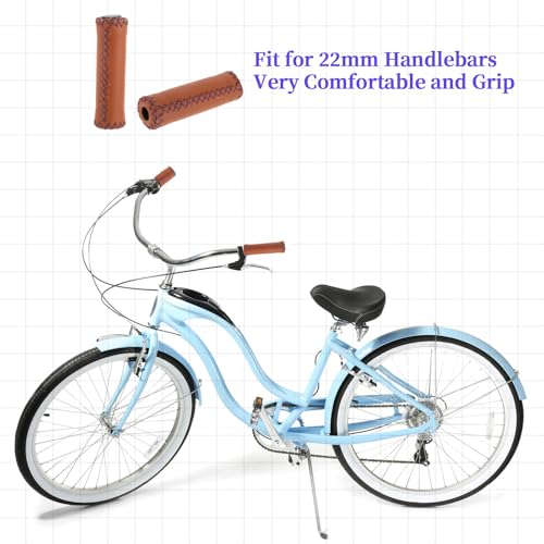 Comfort Bicycle Handlebar Grips - Brown Synthetic Leather