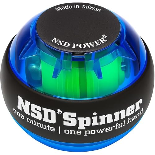 NSD Essential Crystal Spinner Gyro Ball - Blue, Hand Grip Strengthener for Forearms & Wrist, Up to 18,000 RPM