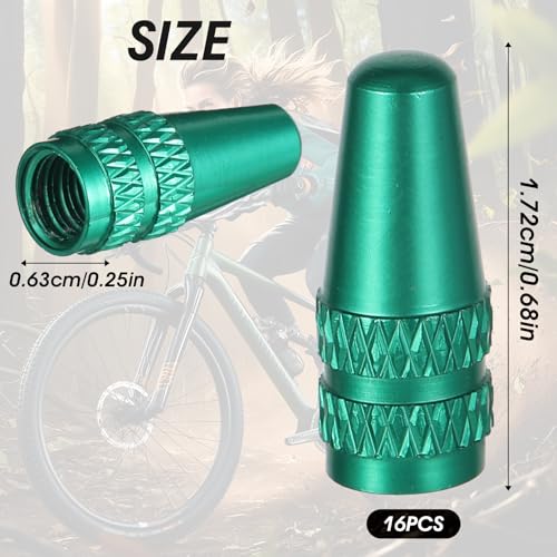 16-Pack Aluminum Presta Valve Caps - 8 Color Options for Bikes