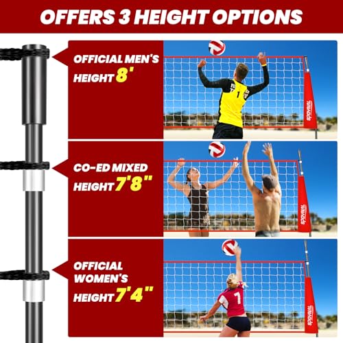 12FT Portable Volleyball Net - Adjustable Height for Indoor/Outdoor Play