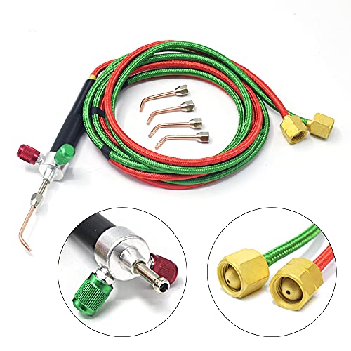 Mini Oxygen Torch Kit, Micro Oxygen Acetylene/Butane Gas Welding Torch with 5pc Tips for Jewelry Repair