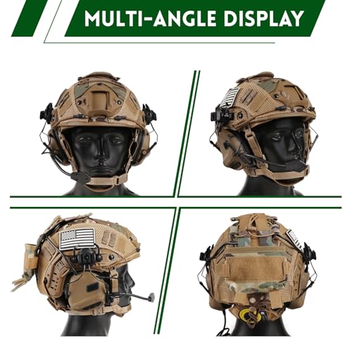Tactical Helmet with Headset and Cover - Adjustable 4-in-1 Gear