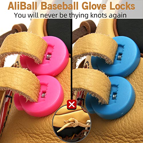 Baseball Glove Lace Locks - 8 Pack, Adjustable Fit - Pink & Sky Blue
