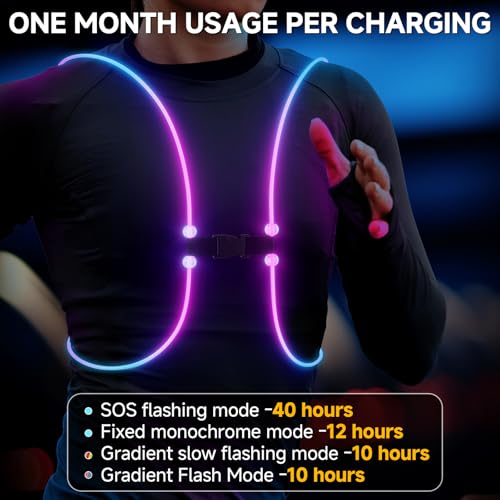 Reflective Running Vest with RGB Lights | 360° Visibility | Lightweight & Waterproof