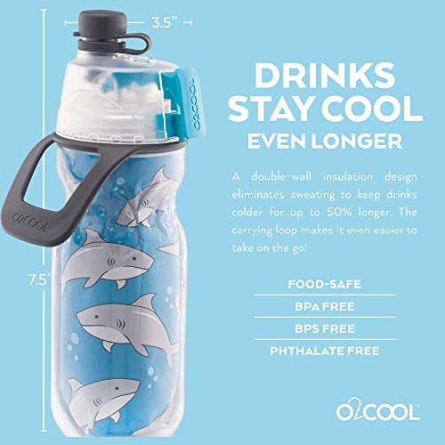 O2COOL Mist 'N Sip Misting Water Bottle 2-in-1 And Function With No