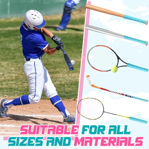 Pushglossy Cross Style Bat Grip Tape for Baseball & Softball - Blue & Rose Red, Non Slip, 1.5mm Thick