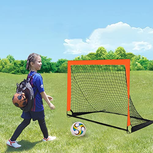 Portable 2 Pack 4' x 3' Kid Soccer Goals for Backyard & Indoor Use