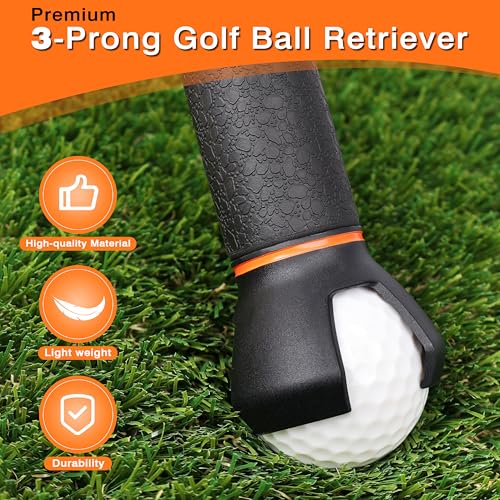 Premium 3-Prong Golf Ball Grabber - 3-Pack Golf Ball Retriever