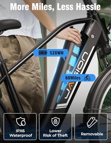 Electric Bike for Adults - 26" Jasion Roamer ST with 1200W Motor, 528Wh Battery, 28 MPH - Obsidian Black