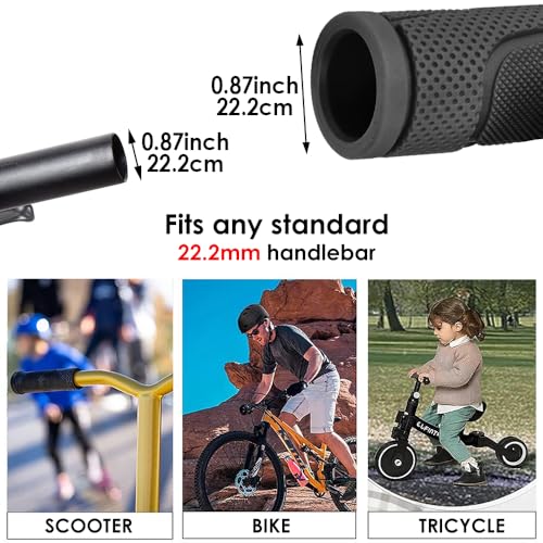 Bicycle Handle Grips - 132mm Soft No-Slip Grips - Black