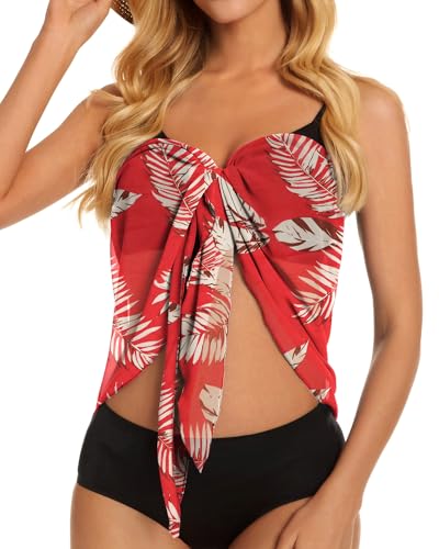Chiffon Sarong Beach Coverup for Women - Leaf Red, Small