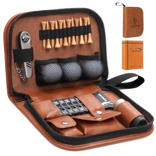 Golf Accessory Gift Set for Men and Women with Leather Case