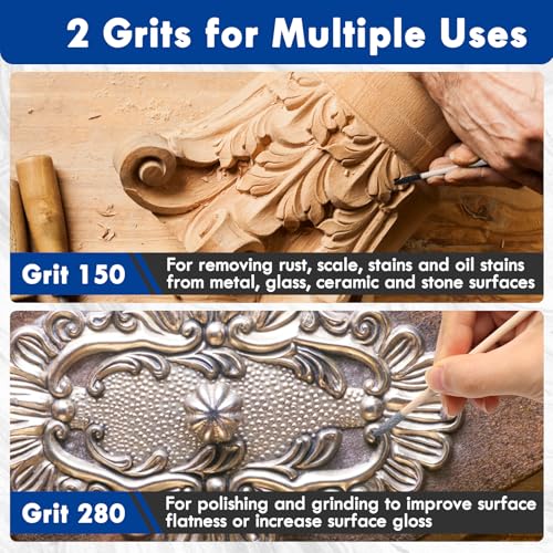 60 Pcs Sanding Sticks Double End, Anglecai 150/280 Grit 5.4 x 0.2 Inch Fine Detailing Polishing Sanding Twigs Matchsticks for Plastic Models Detailing Polishing Sticks for Tight Space Wood Hobby