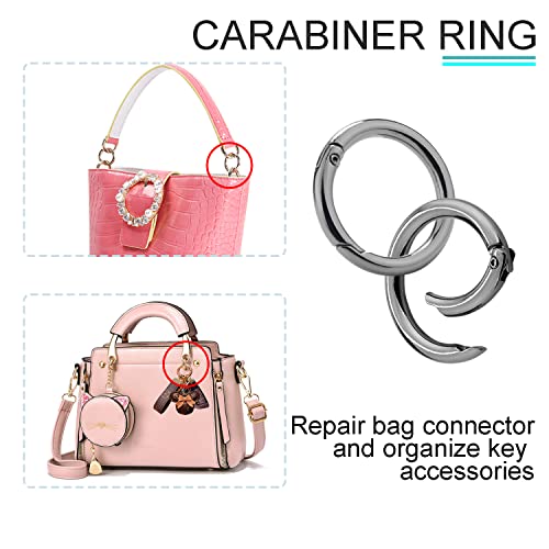 1 Inch Metal Spring O Rings - 10 Pack Black Carabiner Clips