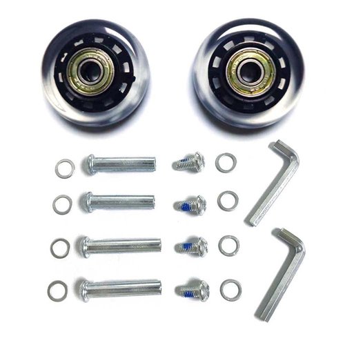 LOTOWELZON 2pcs Luggage Suitcase Replacement Wheels, 75mm Rubber Inline Roller Skate Wheels with 8mm(0.31") ABEC-7 608ZZ Bearings Repair Kits (Black&Clear, OD75xW24mm/2.95"x0.94")