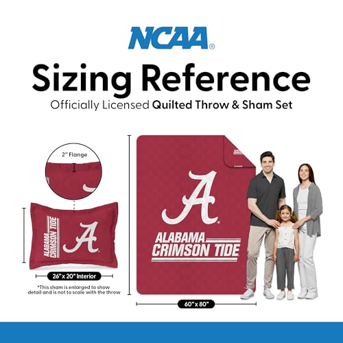 Alabama Crimson Tide NCAA Quilted Throw Blanket Set 60 x 80 in - Official Fan Decor