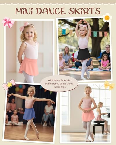 Girls Ballet Skirts 3 Pack Elastic Waist Mini Dance Skirts for Girls