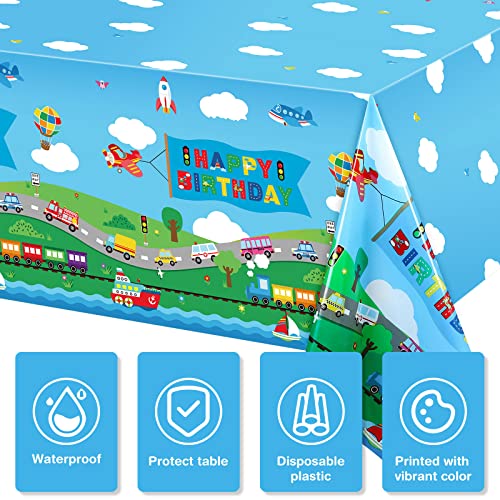 Transportation Table Covers - 3 Pack Birthday Party Supplies, 54 x 108 Inch