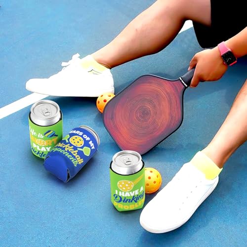 Green & Blue Pickleball Can Coolers 6-Pack Neoprene Bottle Insulators for Party & Gifts