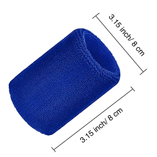 Neon Sweatbands - 12 Pcs Elastic Wristbands for Sports - Blue, 3.15 Inch